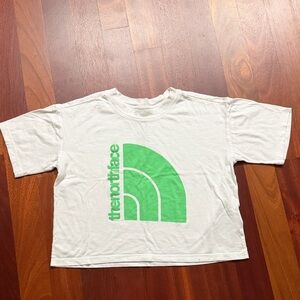 The North Face White Tee with Bright Green Logo